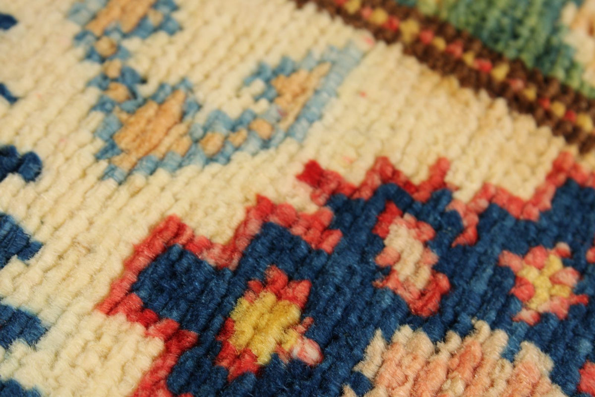 5x7 Red and Ivory Kazak Tribal Rug