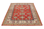 5x7 Red and Ivory Kazak Tribal Rug