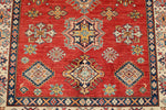 5x7 Red and Ivory Kazak Tribal Rug