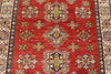 5x7 Red and Ivory Kazak Tribal Rug