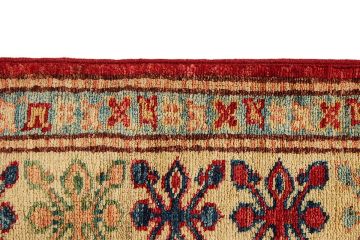 5x6 Red and Ivory Kazak Tribal Rug