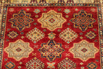 5x6 Red and Ivory Kazak Tribal Rug