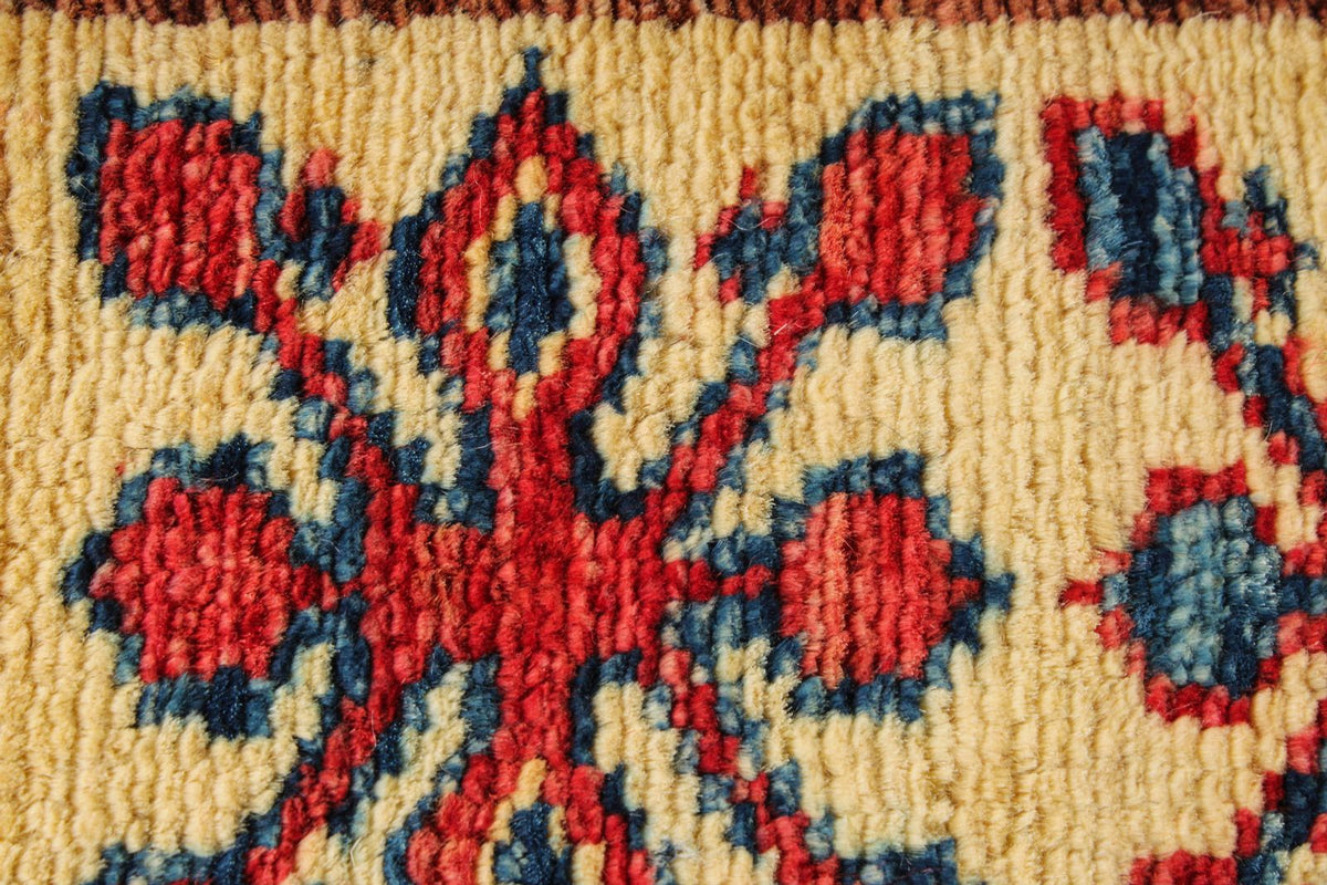 5x6 Red and Ivory Kazak Tribal Rug
