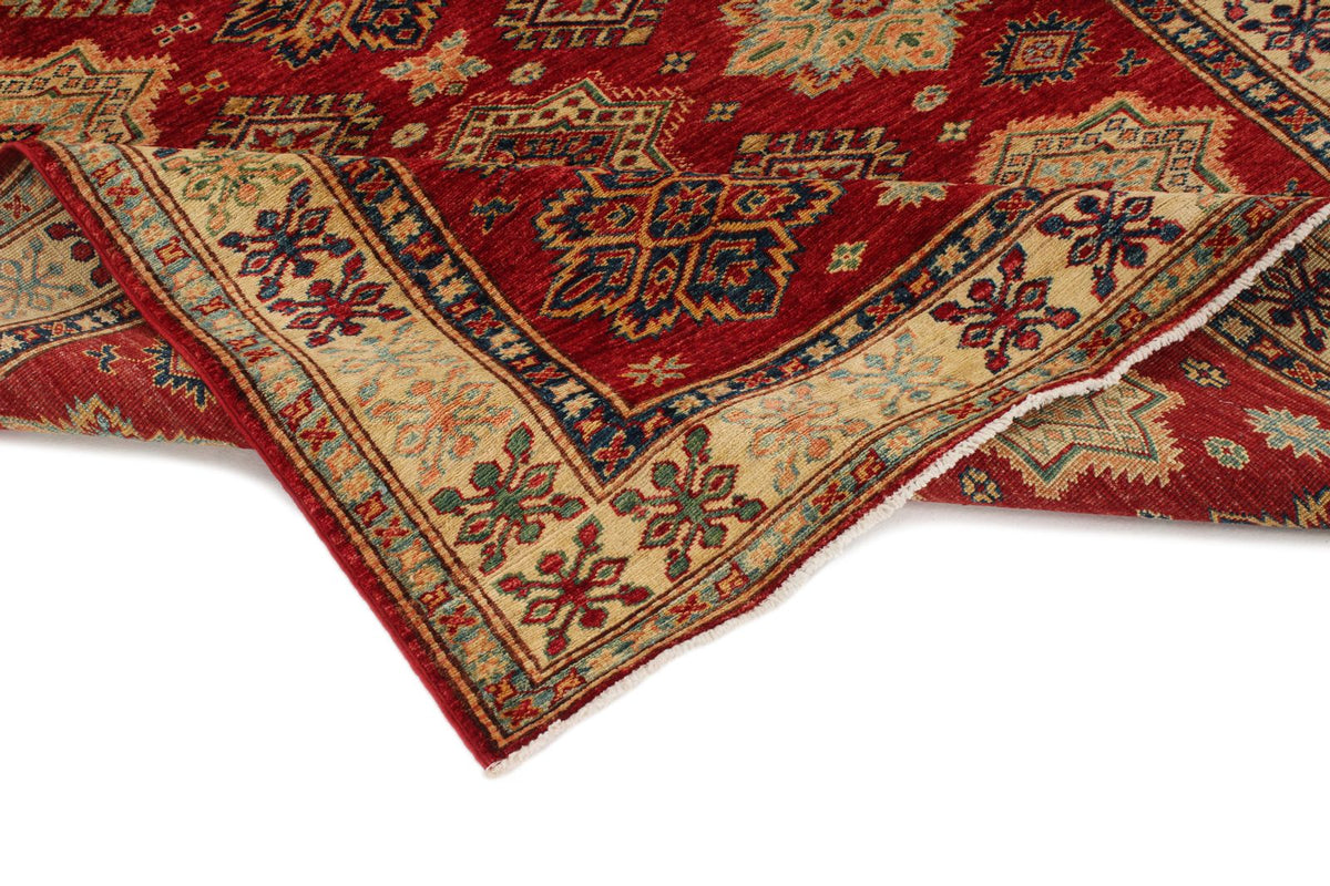 5x6 Red and Ivory Kazak Tribal Rug