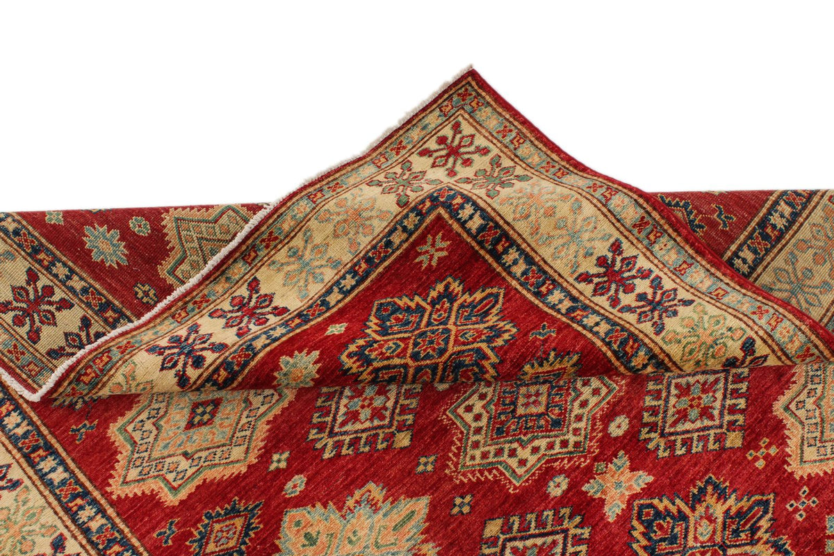 5x6 Red and Ivory Kazak Tribal Rug