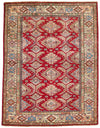 5x7 Red and Ivory Kazak Tribal Rug