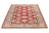 5x7 Red and Ivory Kazak Tribal Rug