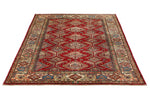 5x7 Red and Ivory Kazak Tribal Rug