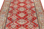 5x7 Red and Ivory Kazak Tribal Rug