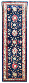 3x8 Navy and Ivory Kazak Tribal Runner