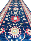 3x8 Navy and Ivory Kazak Tribal Runner