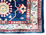 3x8 Navy and Ivory Kazak Tribal Runner