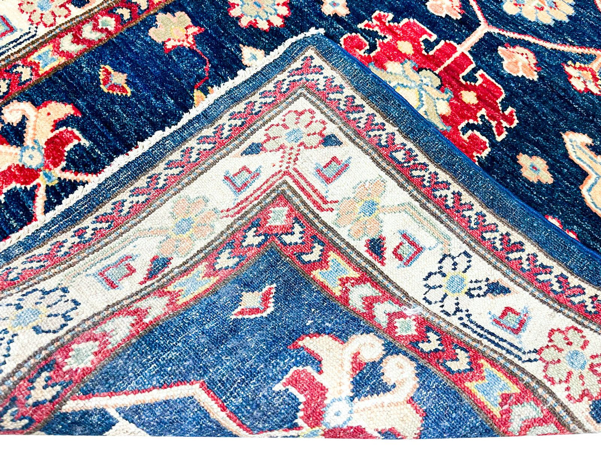 3x8 Navy and Ivory Kazak Tribal Runner