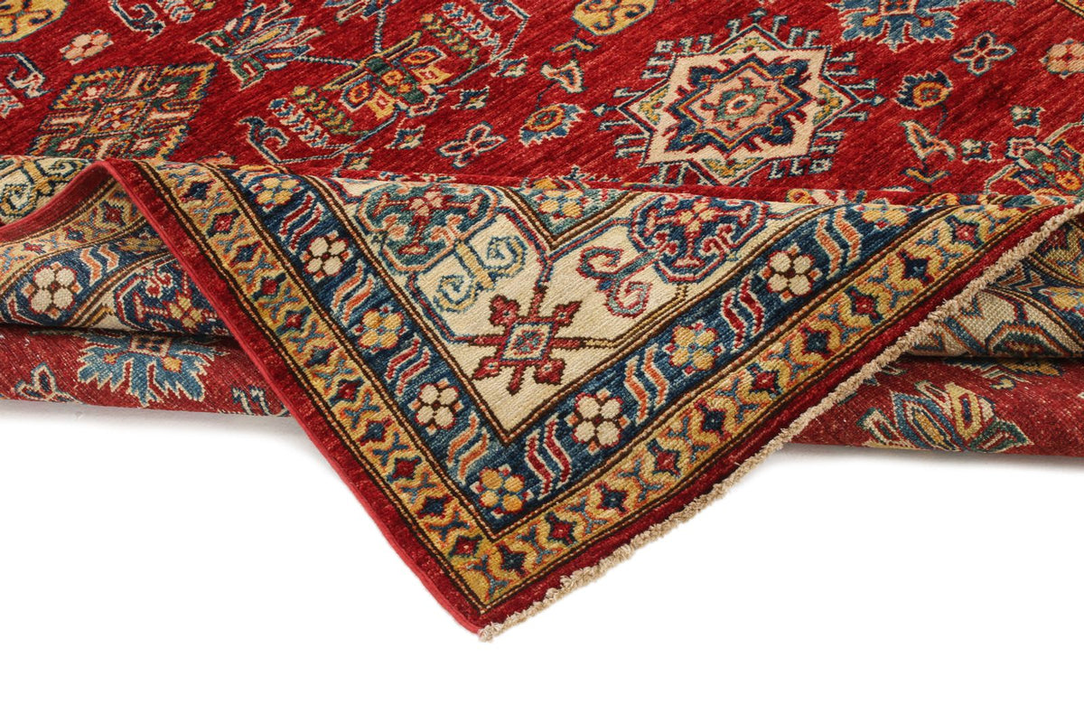 6x9 Red and Ivory Kazak Tribal Rug
