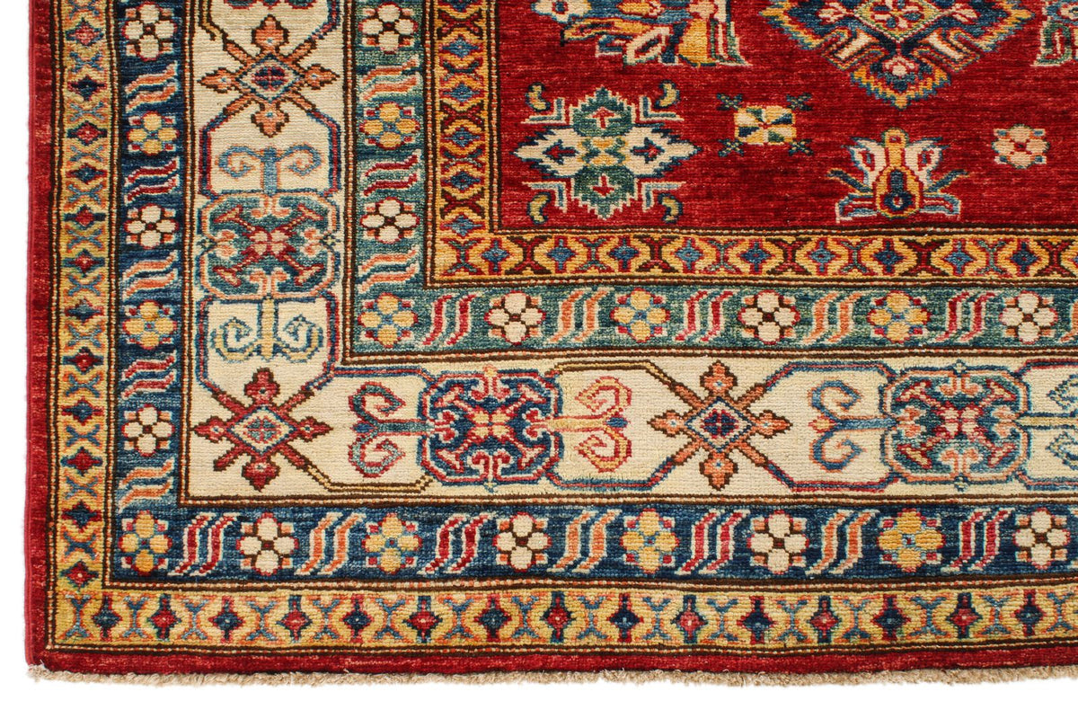 6x9 Red and Ivory Kazak Tribal Rug
