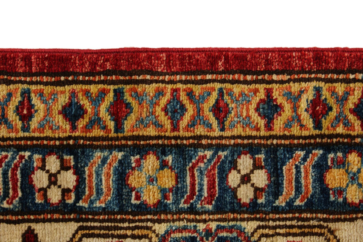 6x9 Red and Ivory Kazak Tribal Rug