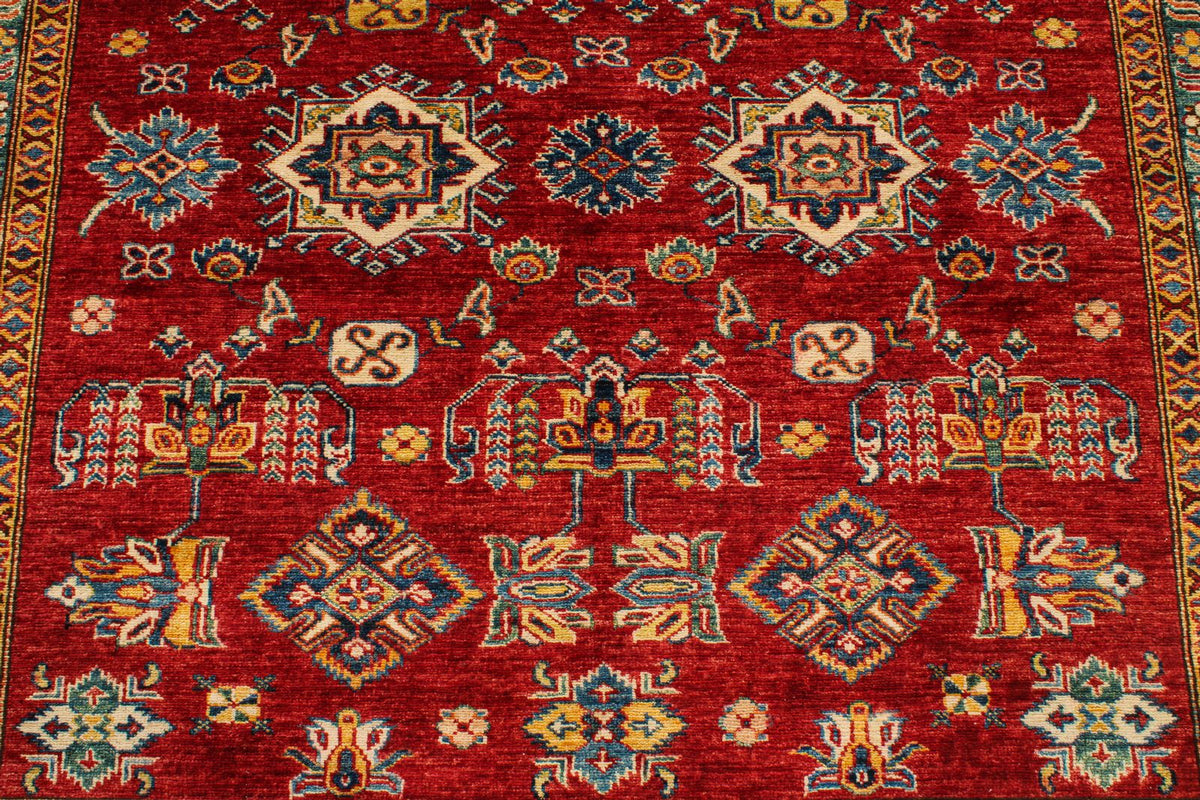 6x9 Red and Ivory Kazak Tribal Rug