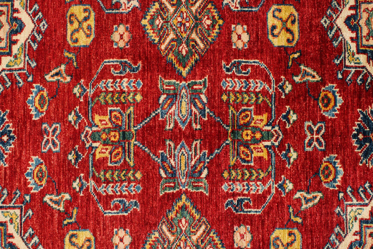 6x9 Red and Ivory Kazak Tribal Rug