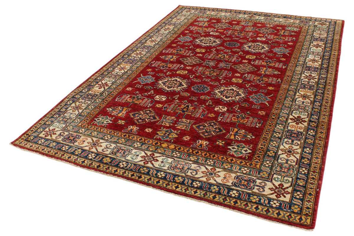 6x9 Red and Ivory Kazak Tribal Rug