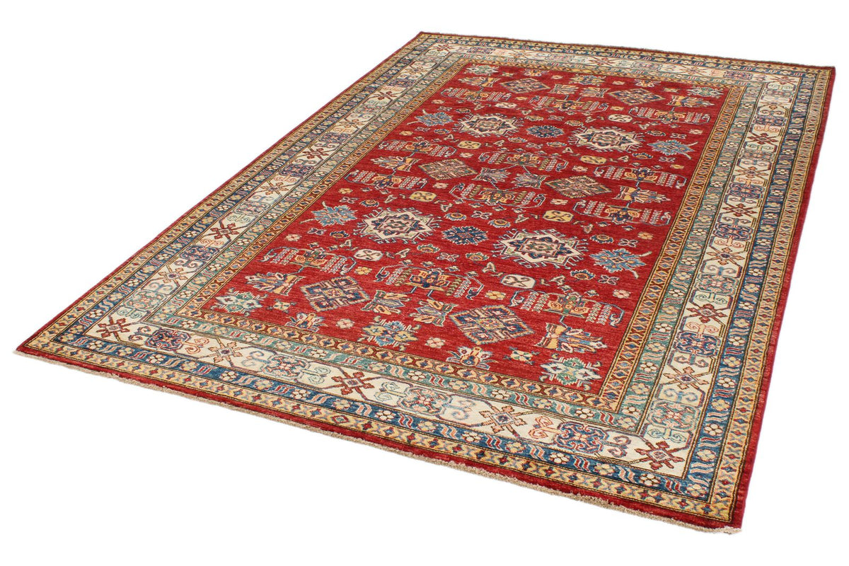 6x9 Red and Ivory Kazak Tribal Rug
