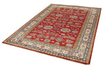 6x9 Red and Ivory Kazak Tribal Rug