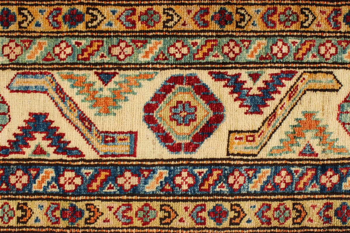 6x8 Red and Ivory Kazak Tribal Rug