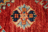 6x10 Red and Ivory Kazak Tribal Rug