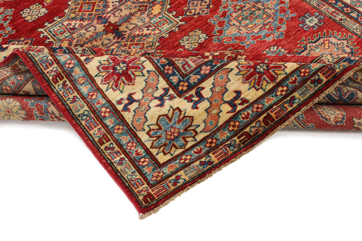 6x8 Red and Ivory Kazak Tribal Rug