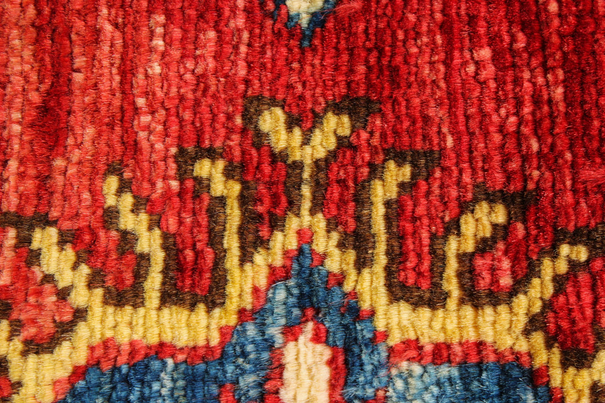 6x8 Red and Ivory Kazak Tribal Rug