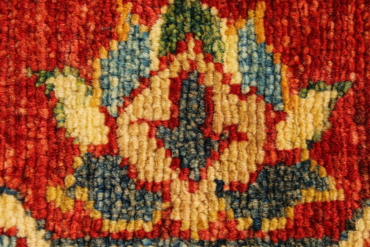 6x8 Red and Ivory Kazak Tribal Rug