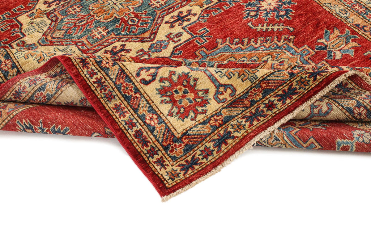 6x9 Red and Ivory Kazak Tribal Rug