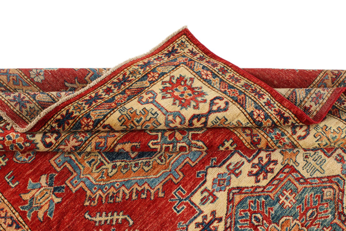 6x9 Red and Ivory Kazak Tribal Rug