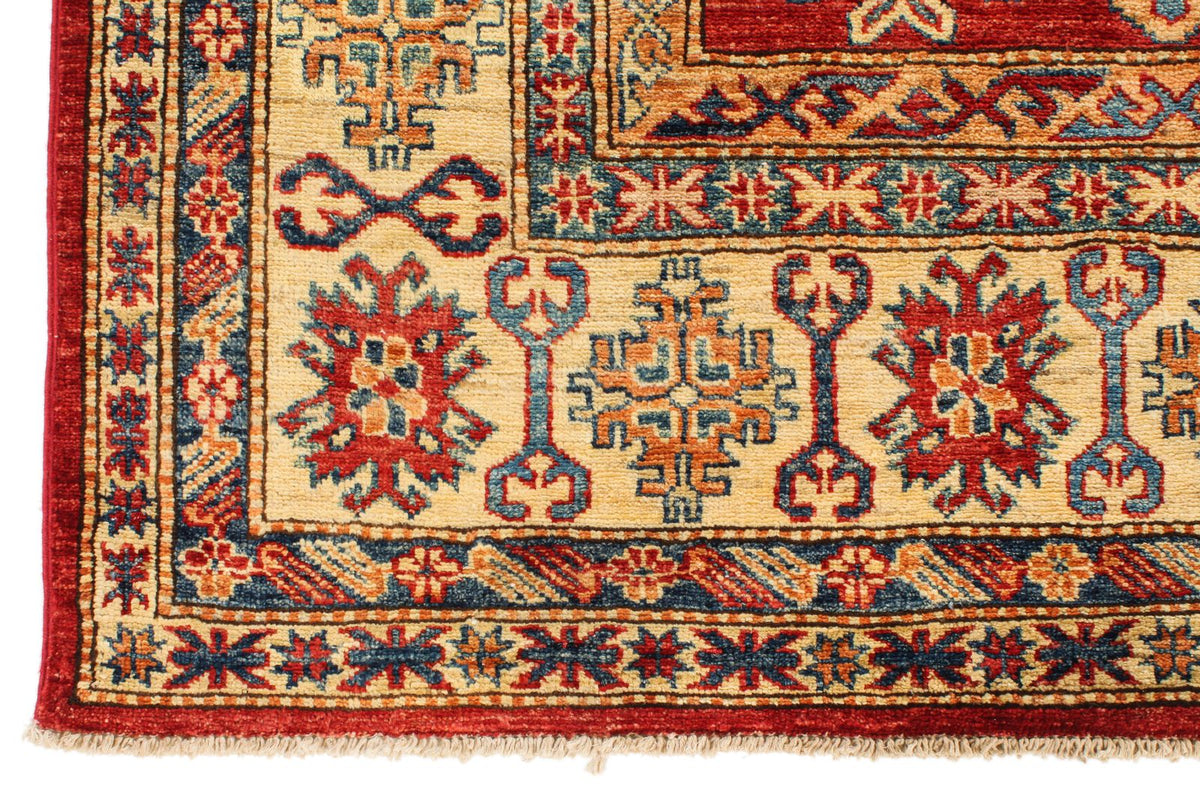 6x9 Red and Ivory Kazak Tribal Rug