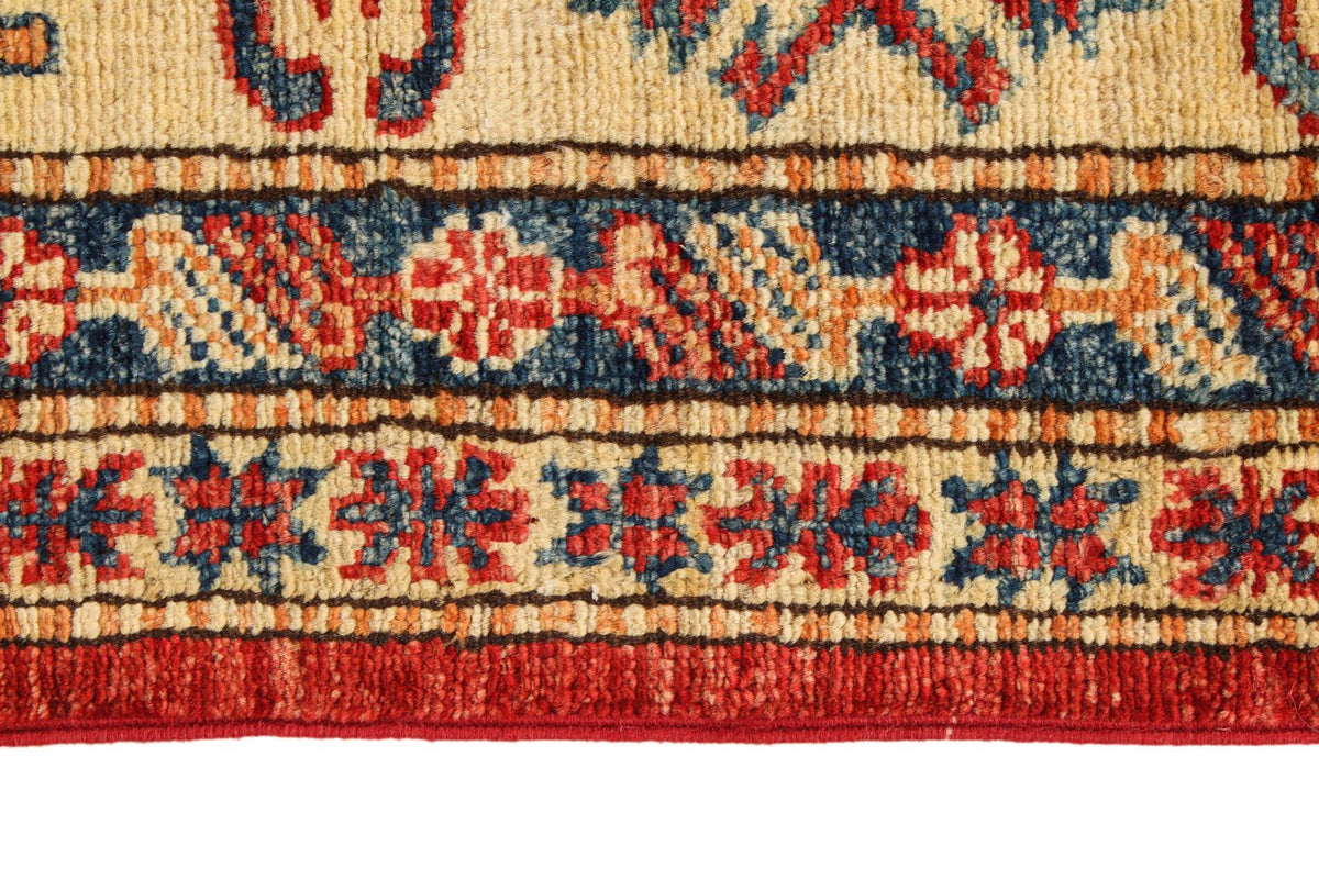 6x9 Red and Ivory Kazak Tribal Rug