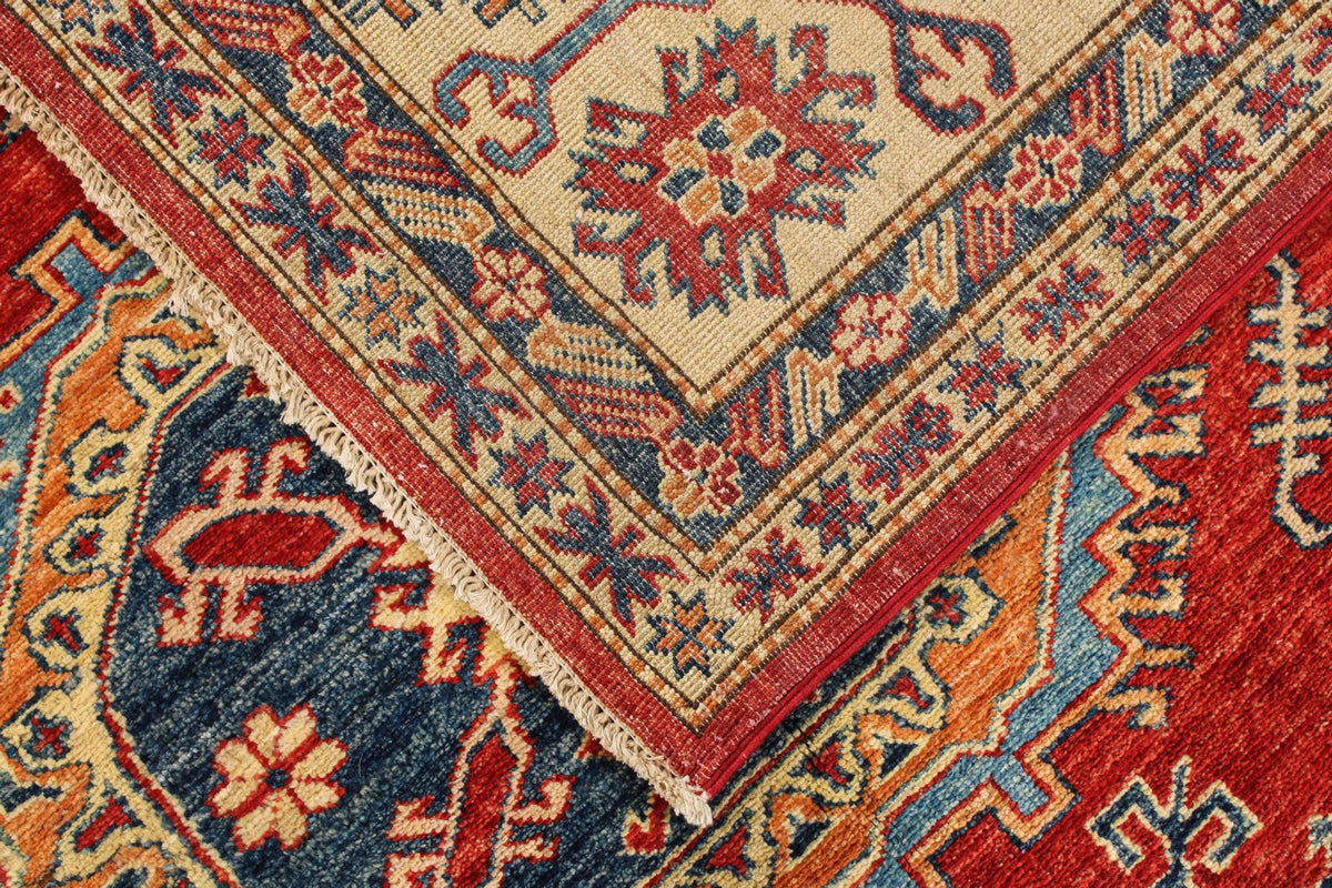 6x9 Red and Ivory Kazak Tribal Rug