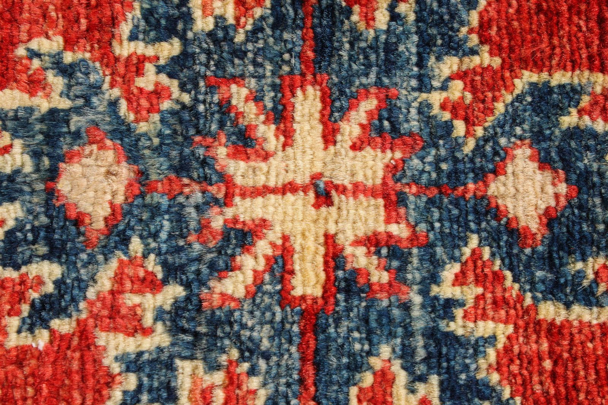 6x9 Red and Ivory Kazak Tribal Rug