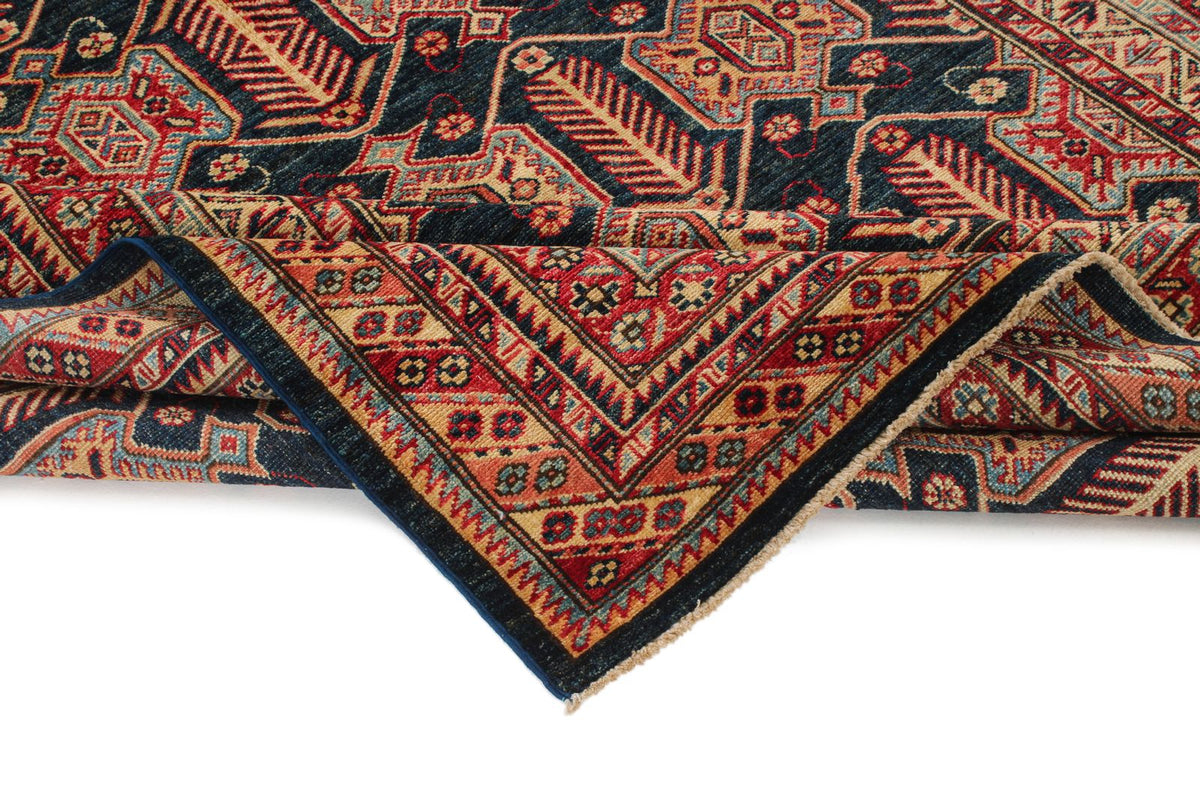 6x9 Navy and Red Kazak Tribal Rug