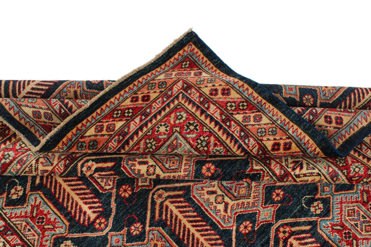 6x9 Navy and Red Kazak Tribal Rug