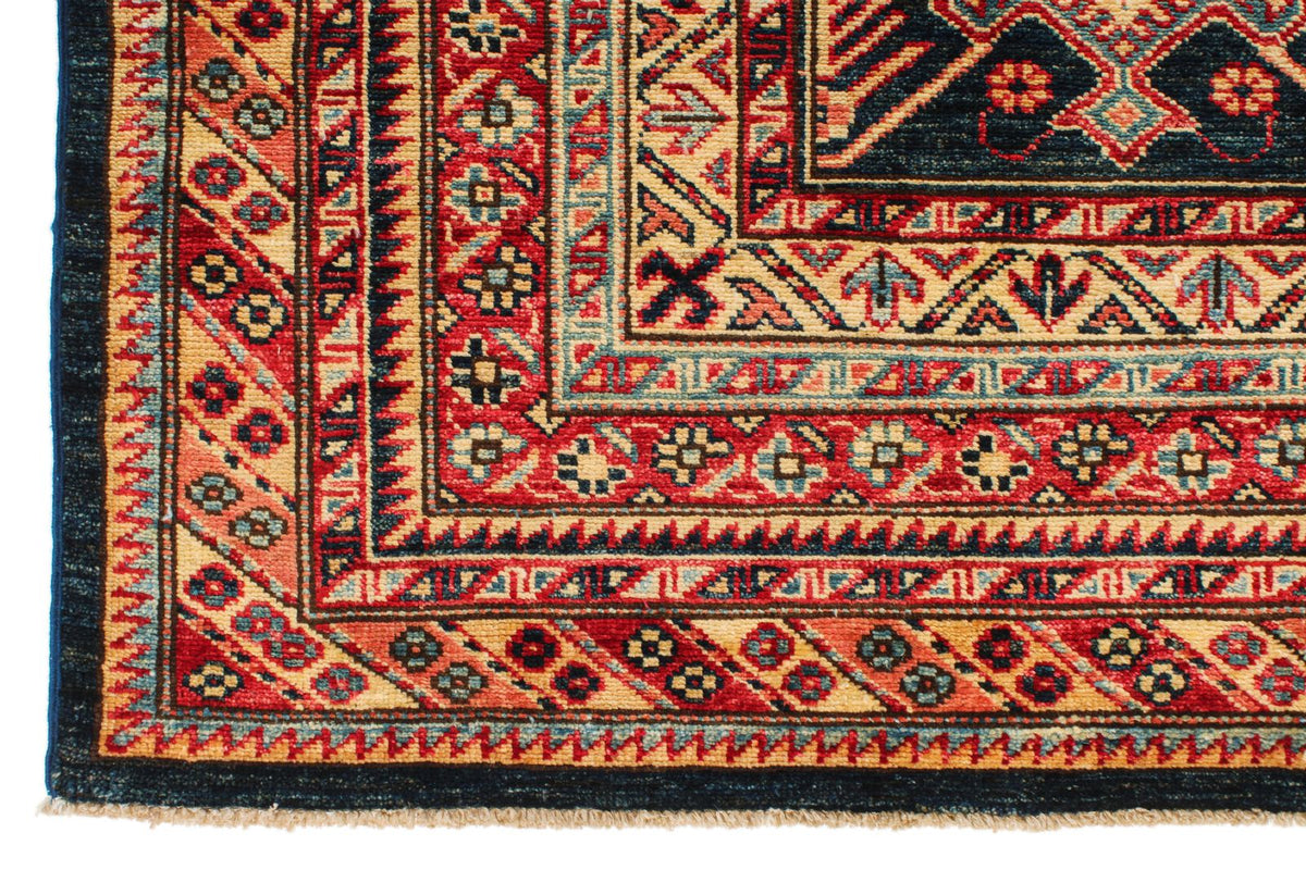 6x9 Navy and Red Kazak Tribal Rug