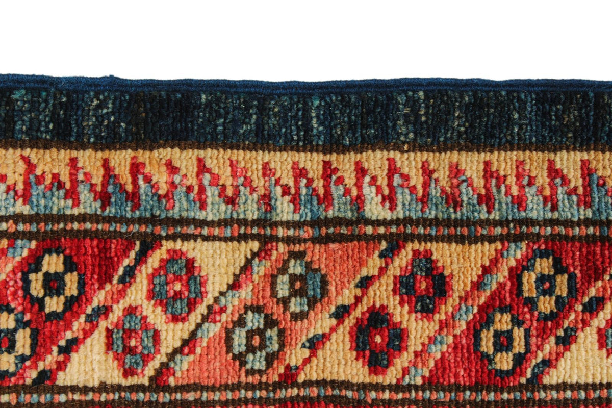 6x9 Navy and Red Kazak Tribal Rug