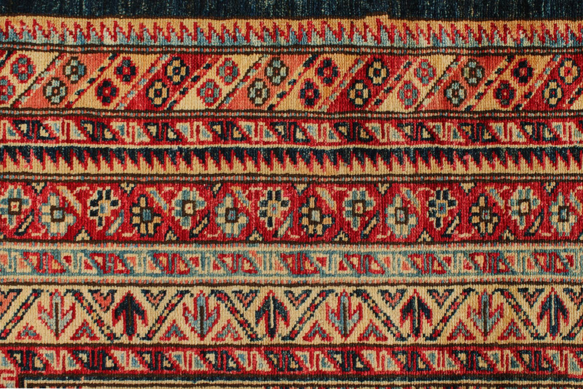6x9 Navy and Red Kazak Tribal Rug