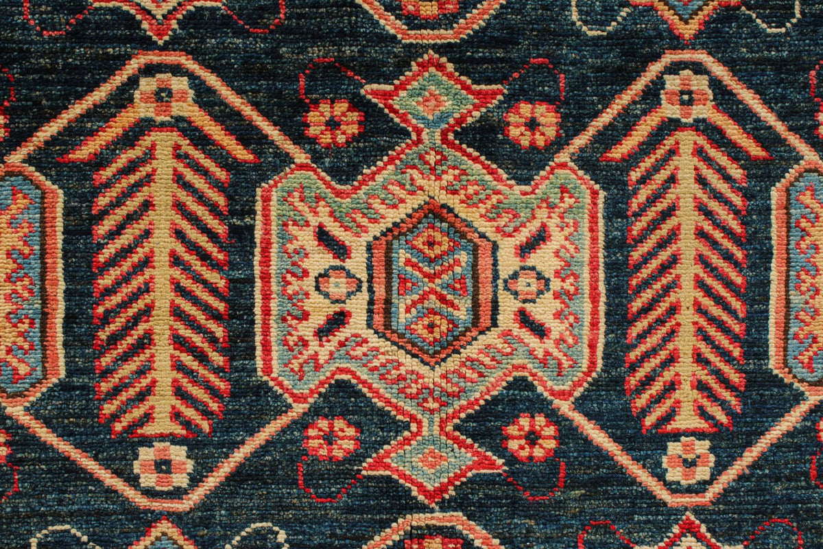 6x9 Navy and Red Kazak Tribal Rug