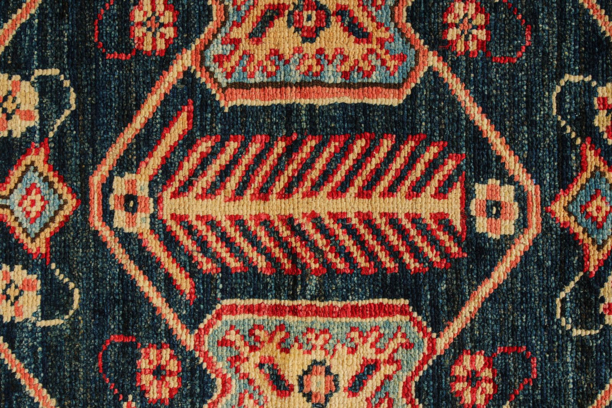 6x9 Navy and Red Kazak Tribal Rug