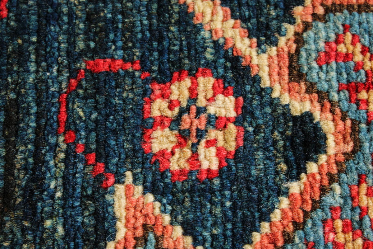 6x9 Navy and Red Kazak Tribal Rug