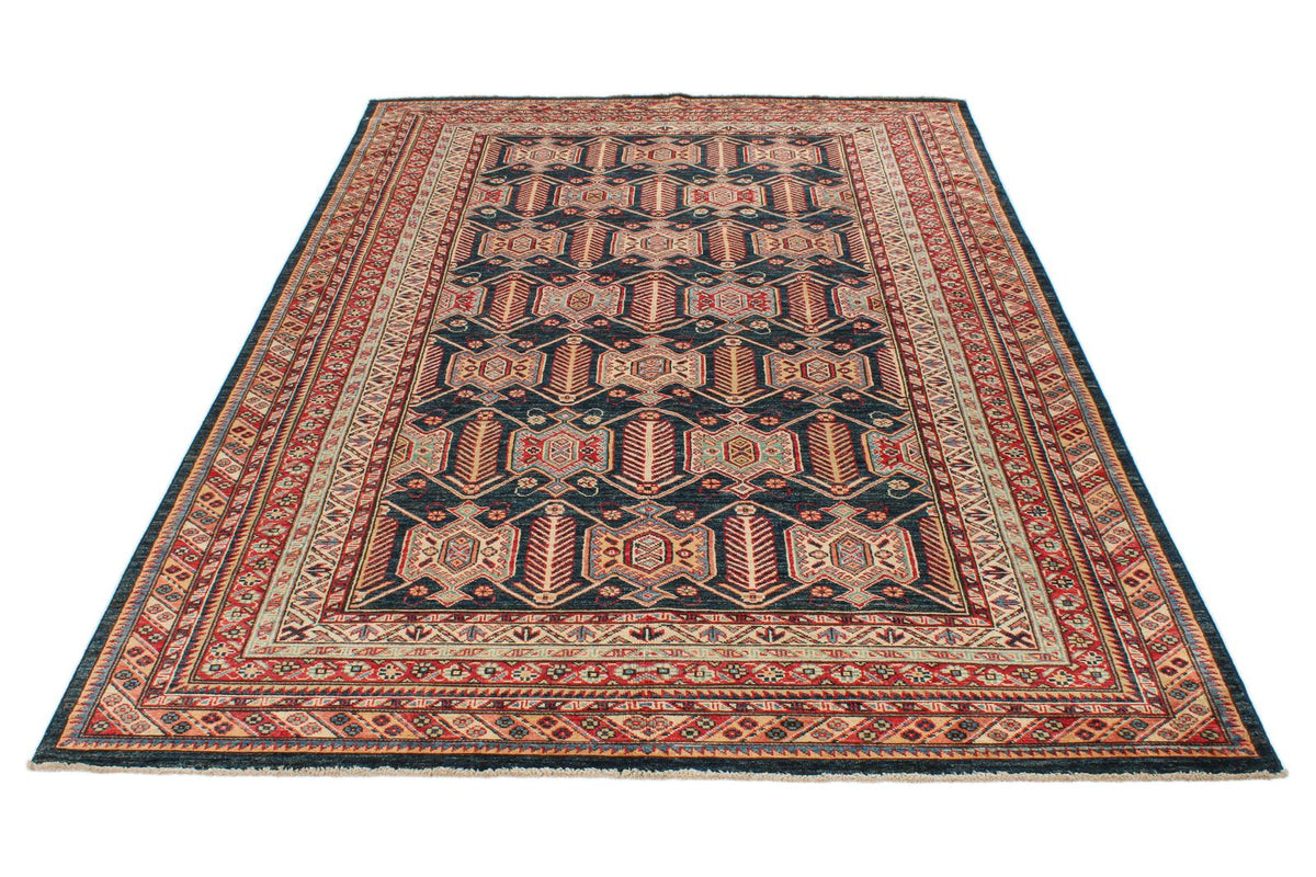 6x9 Navy and Red Kazak Tribal Rug