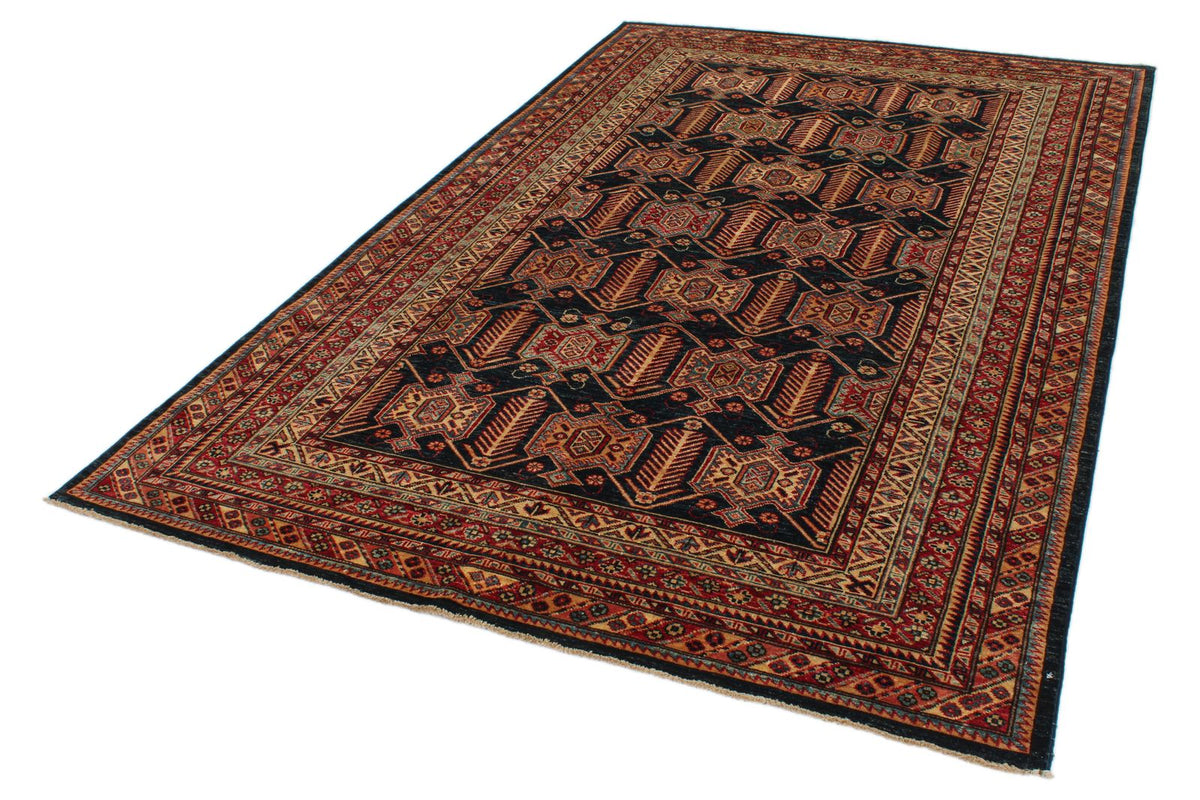 6x9 Navy and Red Kazak Tribal Rug