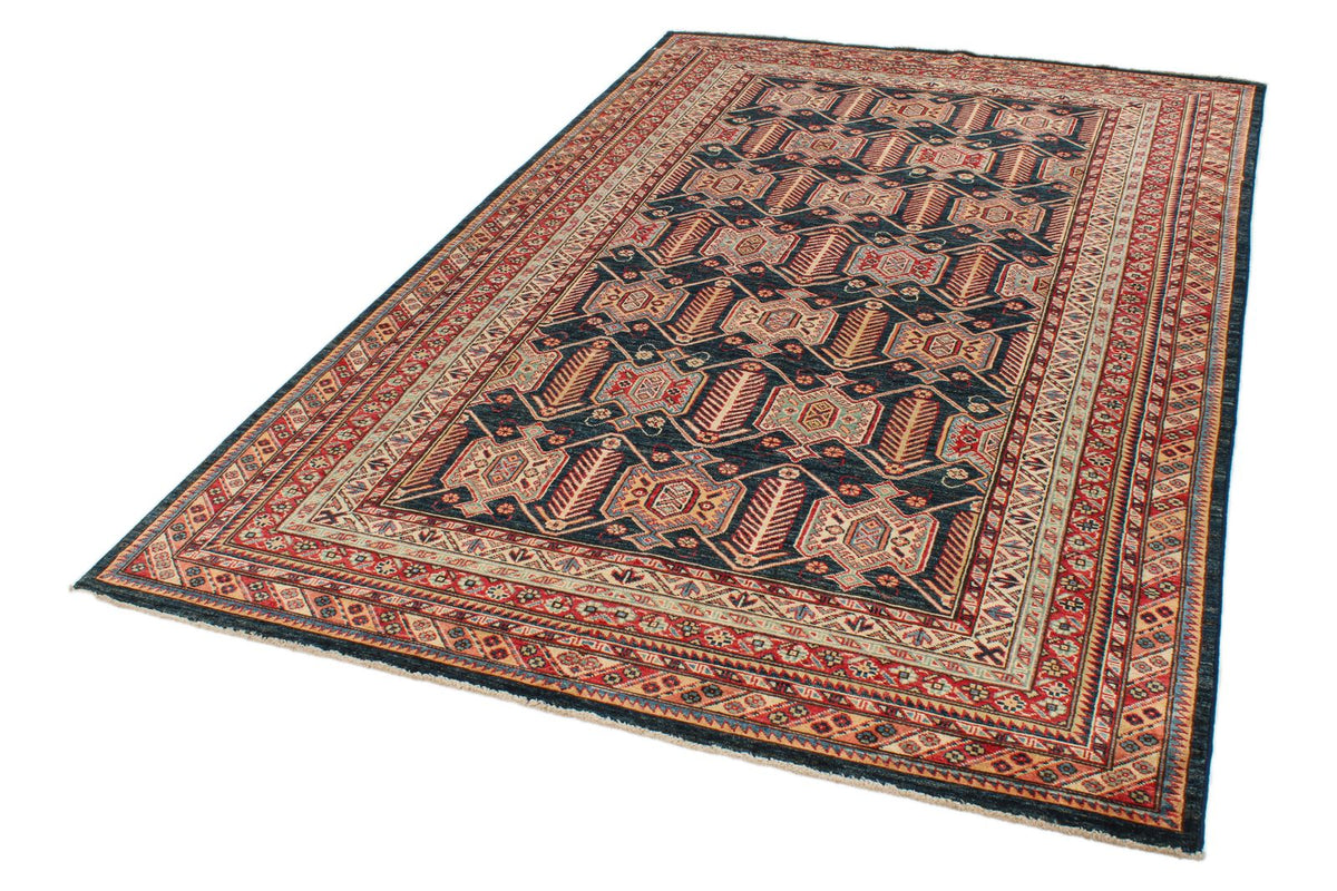 6x9 Navy and Red Kazak Tribal Rug