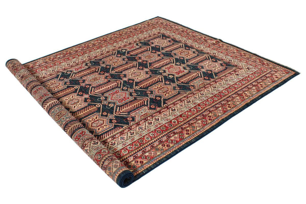 6x9 Navy and Red Kazak Tribal Rug