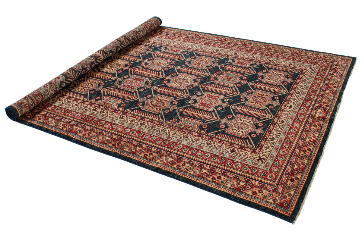 6x9 Navy and Red Kazak Tribal Rug