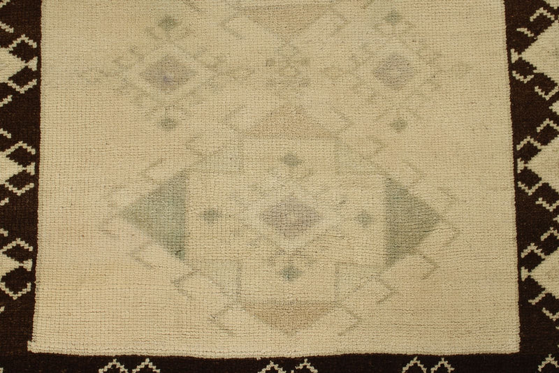 3x8 White and Brown Turkish Tribal Runner